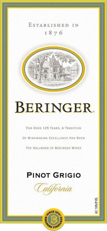 Beringer Pinot Grigio 2008 Front Label