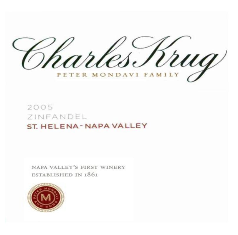 Charles Krug Peter Mondavi Family Zinfandel 2005 Front Label