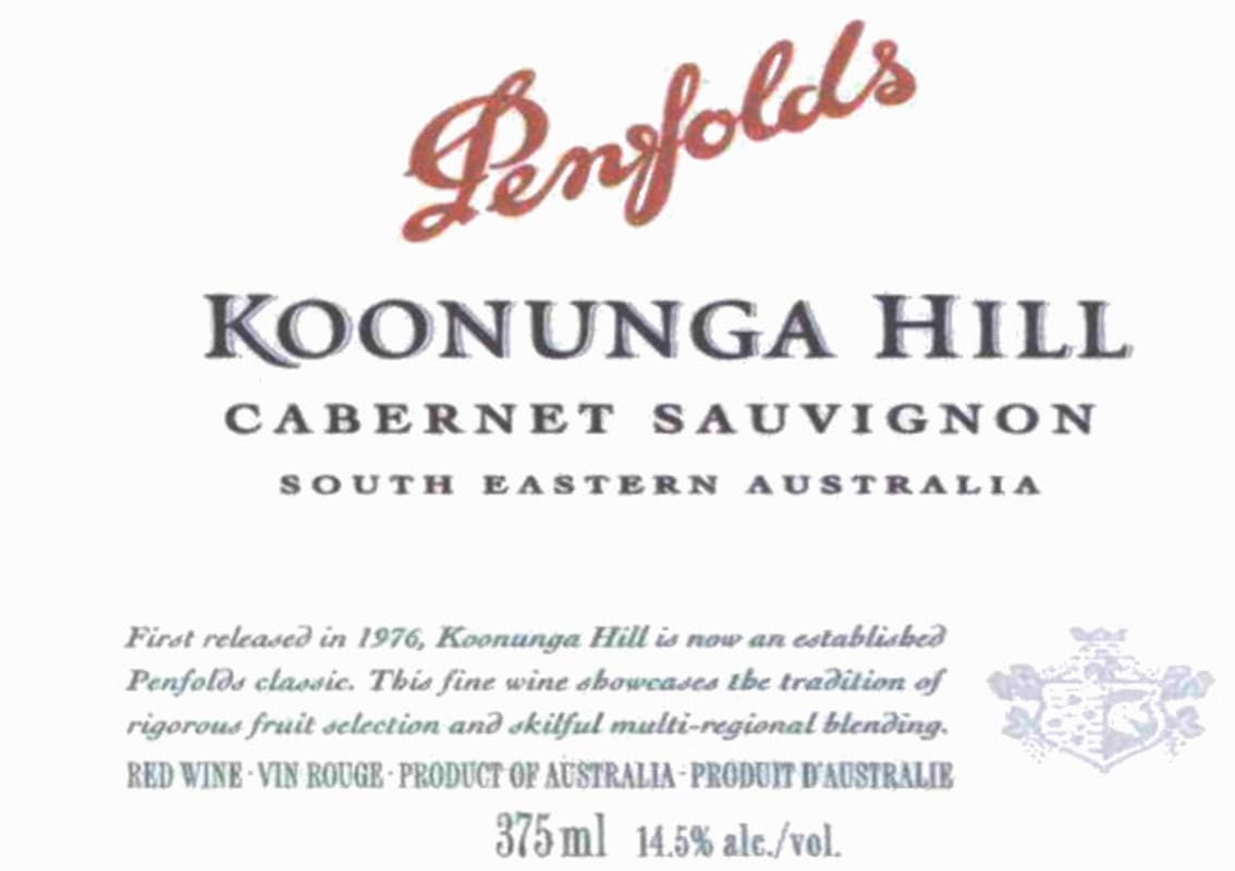 Penfolds Koonunga Hill Cabernet Sauvignon 2004 Front Label