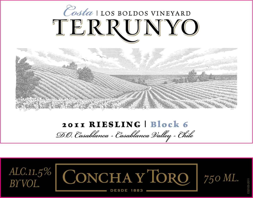 Concha y Toro Los Boldos Vineyard Terrunyo Block 6 Riesling 2011 Front Label