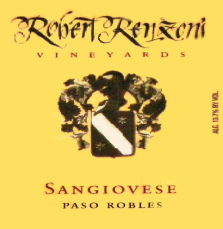 Robert Renzoni Vineyards Sangiovese 2007 Front Label