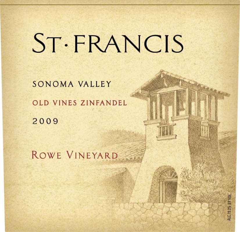 St. Francis Rowe Vineyard Sonoma Valley Old Vines Zinfandel 2009 Front Label