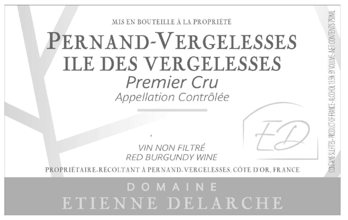 Domaine Marius Delarche Pernand-Vergelesses Ile de Vergelesses Premier Cru 2023 Front Label