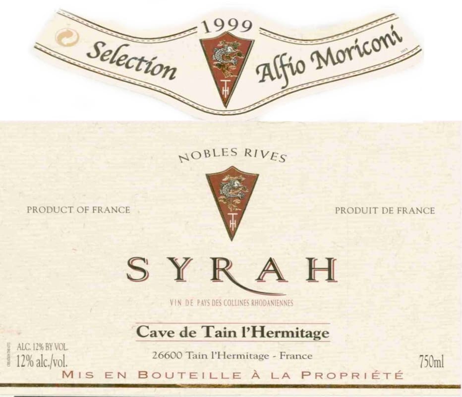 Cave de Tain Syrah 1999 Front Label