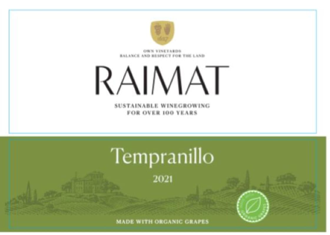 Raimat Tempranillo 2021 Front Label