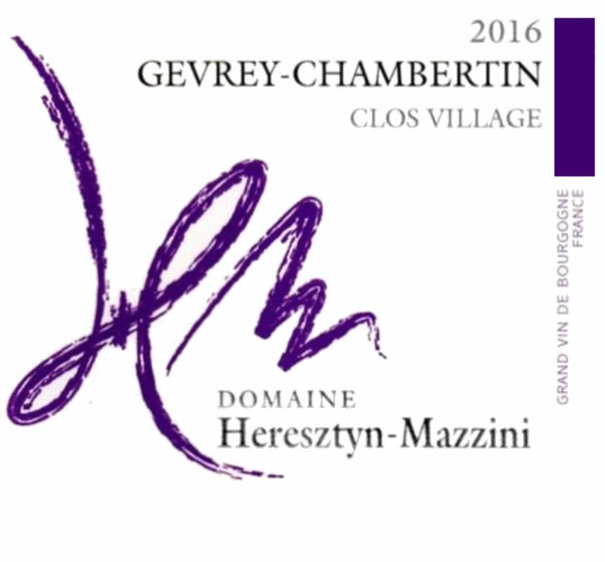Domaine Heresztyn-Mazzini Gevrey-Chambertin Clos Village 2016 Front Label