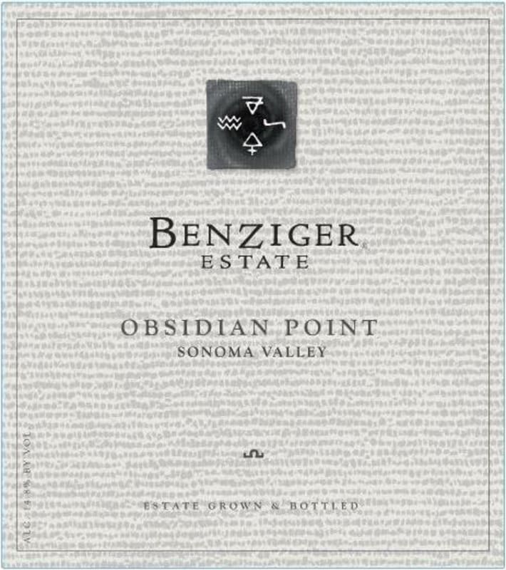Benziger Obsidian Point 2015 Front Label
