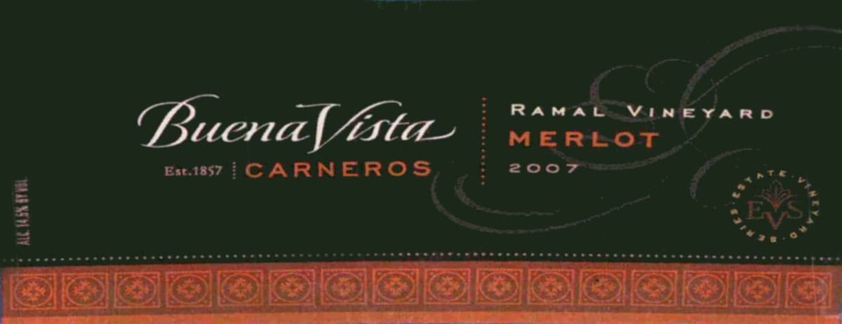 Buena Vista Ramal Vineyard Merlot 2007 Front Label