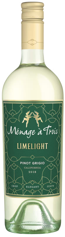 Menage a Trois Limelight Pinot Grigio 2018 Front Bottle Shot