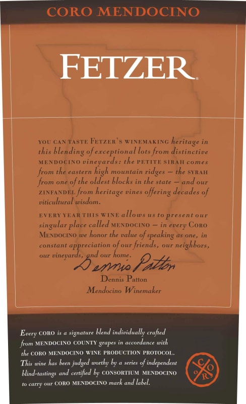 Fetzer Mendocino Coro Zinfandel 2008 Front Label