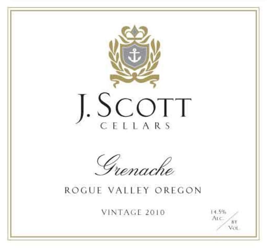 J. Scott Grenache 2010 Front Label