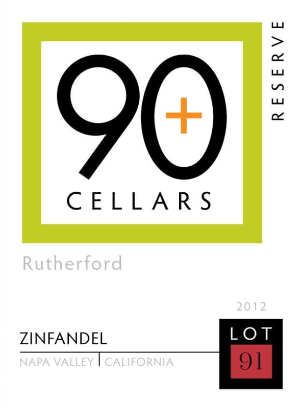 Ninety Plus Cellars Lot 91 Reserve Zinfandel 2012 Front Label