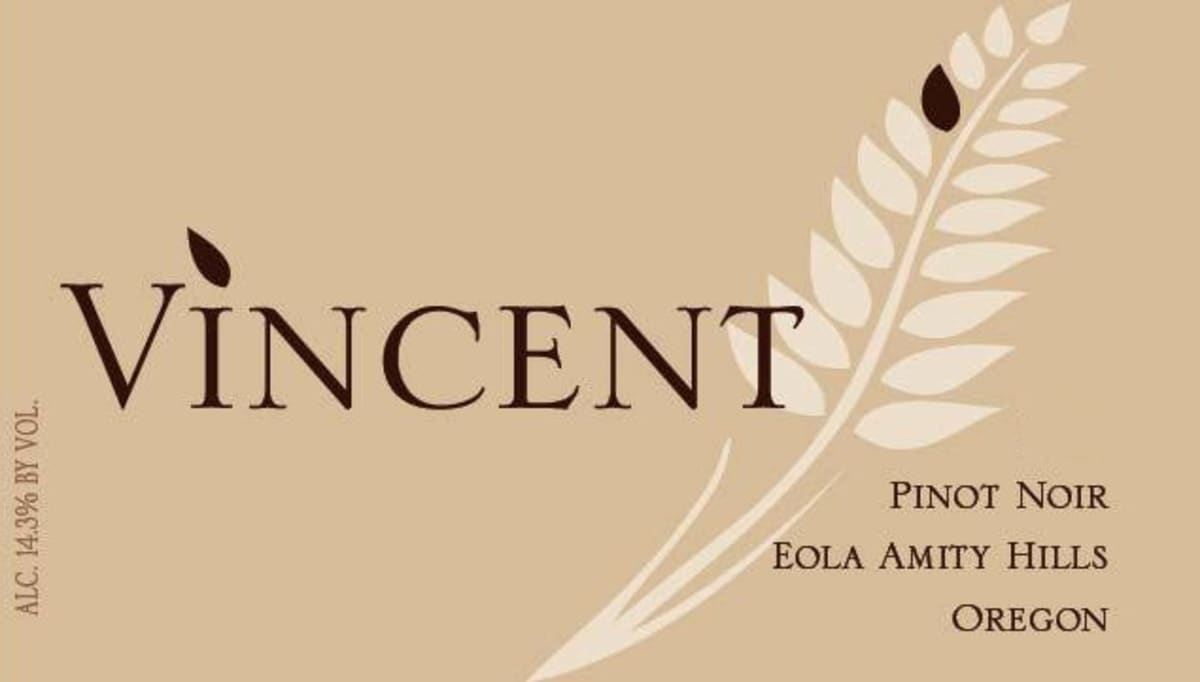 Vincent Wine Company Pinot Noir 2015 Front Label