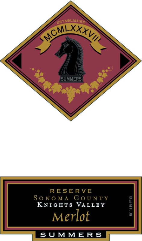Summers Estate Reserve Merlot 2013 Front Label