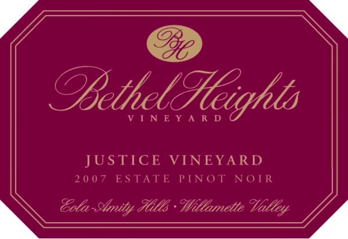 Bethel Heights Justice Vineyard Pinot Noir 2007 Front Label