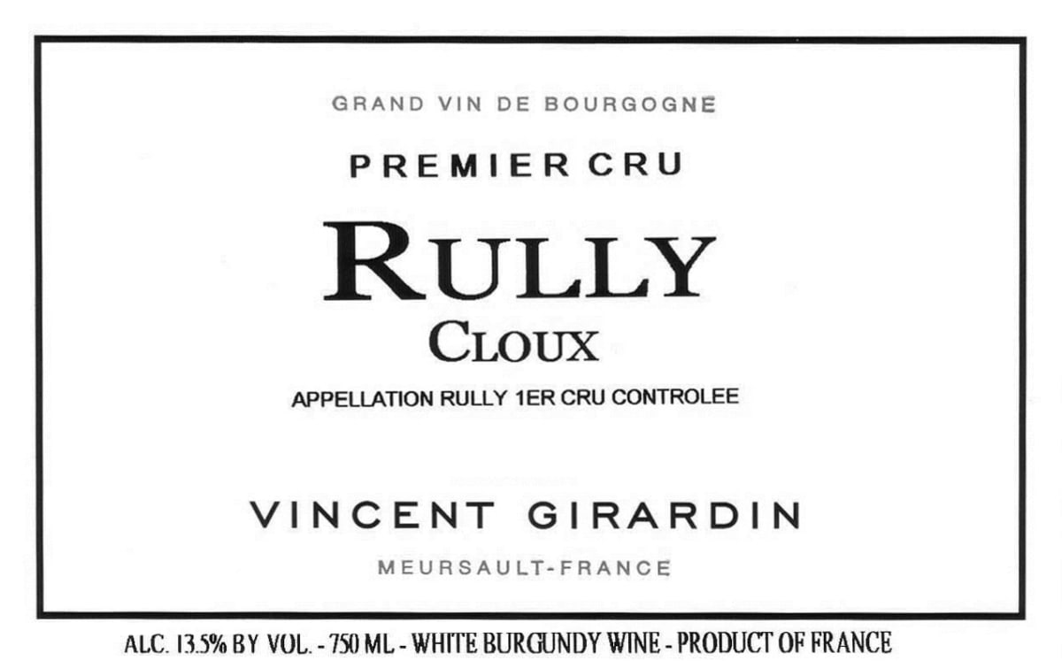 Vincent Girardin Rully Les Cloux Premier Cru 2014 Front Label