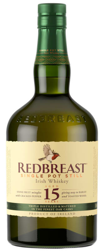Redbreast 15 Year Single Pot Irish Whiskey Front Bottle Shot