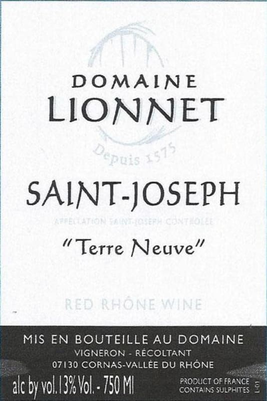 Domaine Lionnet Saint-Joseph Terre Neuve 2017 Front Label