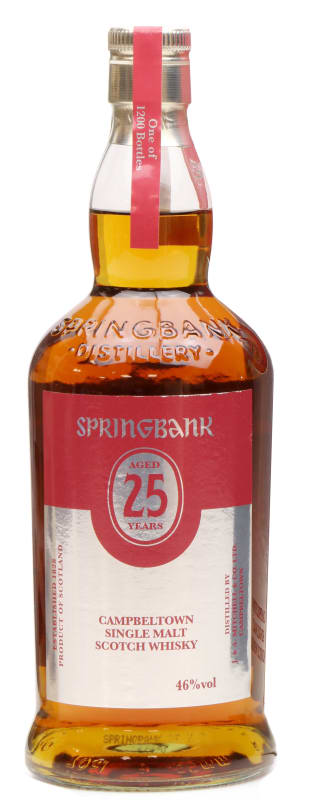 Springbank 25 Year Single Malt Scotch Whisky Front Bottle Shot