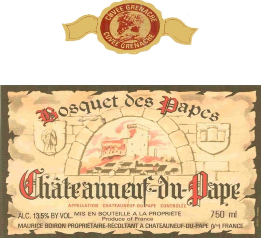 Bosquet des Papes Chateauneuf-du-Pape Cuvee Grenache 2000 Front Label