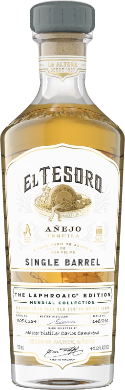 El Tesoro Single Barrel Anejo Tequila The Laphroaig Edition Front Bottle Shot