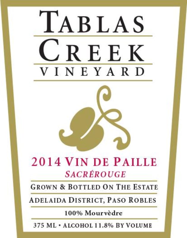 Tablas Creek Vin de Paille Sacrerouge Mourvedre 2014 Front Label