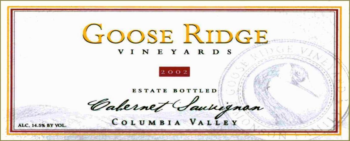 Goose Ridge Cabernet Sauvignon 2002 Front Label