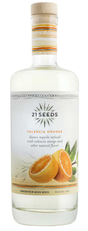21 Seeds Valencia Orange Blanco Tequila Front Bottle Shot