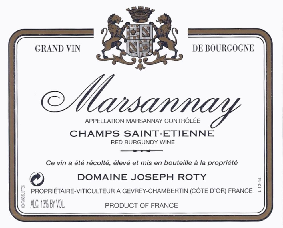 Domaine Joseph Roty Marsannay Champs St Etienne (375ML half-bottle) 2022 Front Label