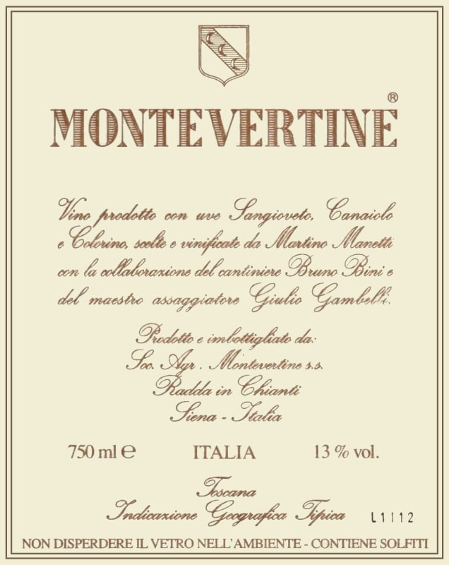 Montevertine Toscana Rosso 2014 Front Label