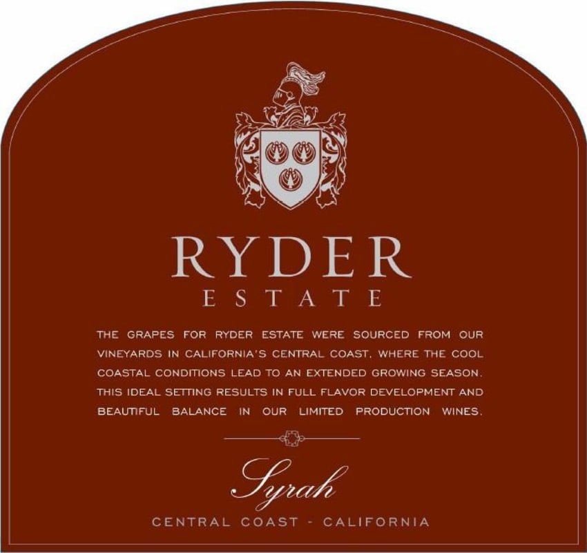 Ryder Estate Syrah 2016 Front Label