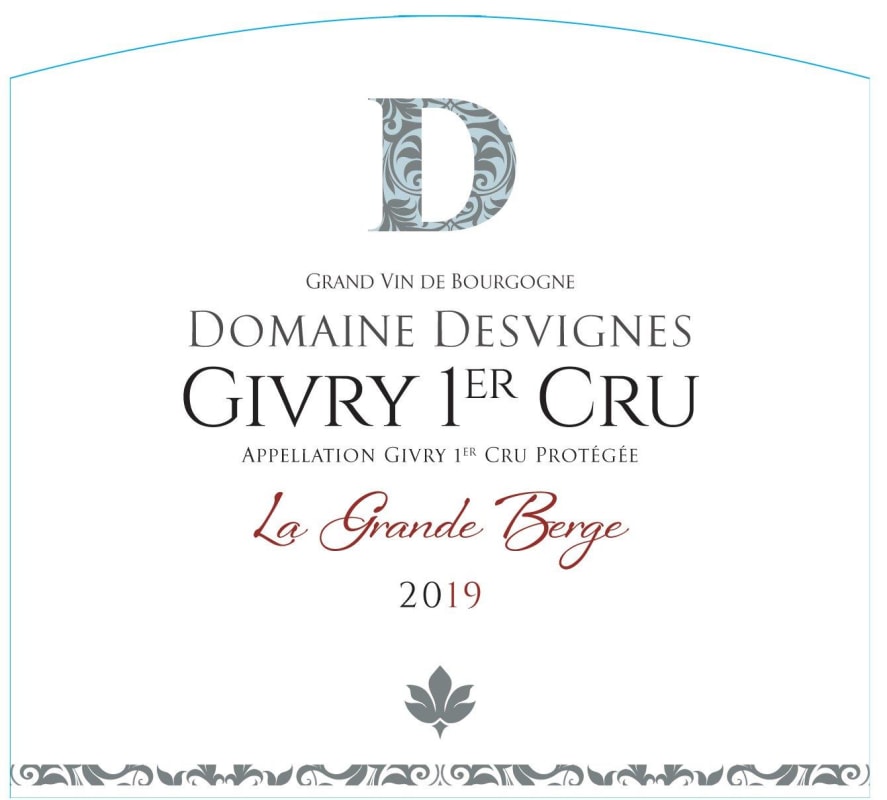 Domaine Desvignes Givry Premier Cru La Grande Berge 2019 Front Label