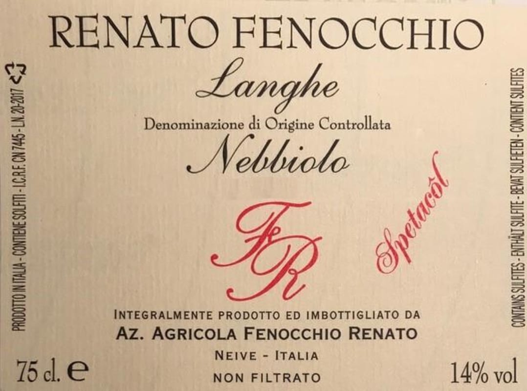 Renato Fenocchio Langhe Spetacol Nebbiolo 2021 Front Label