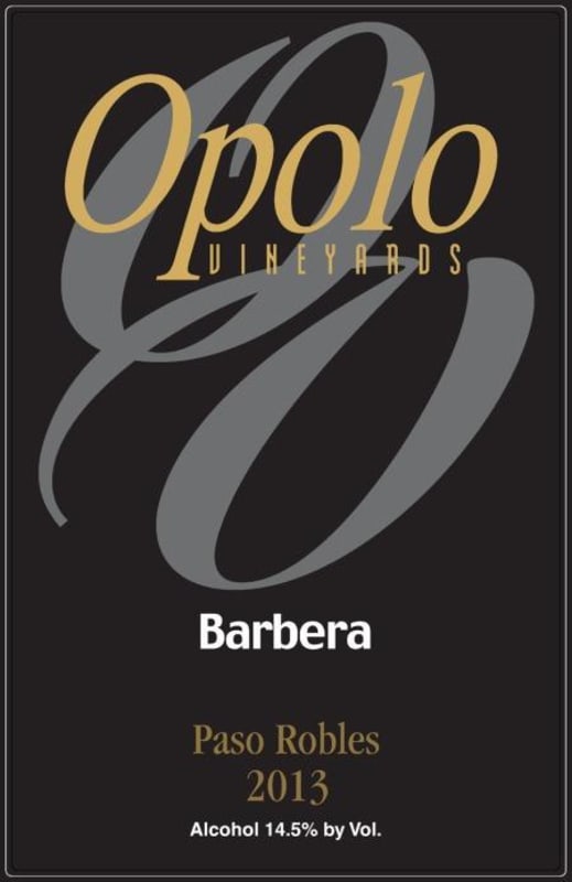 Opolo Paso Robles Barbera 2013 Front Label