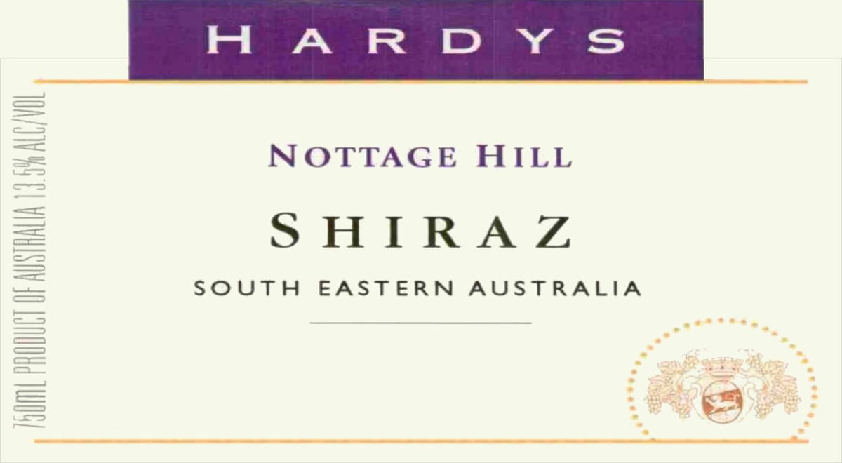 Hardys Nottage Hill Shiraz 2003 Front Label