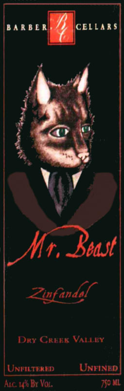 Barber Cellars Mr. Beast Zinfandel 2008 Front Label
