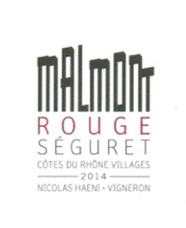 Malmont Cotes du Rhone Villages Seguret Rouge 2014 Front Label