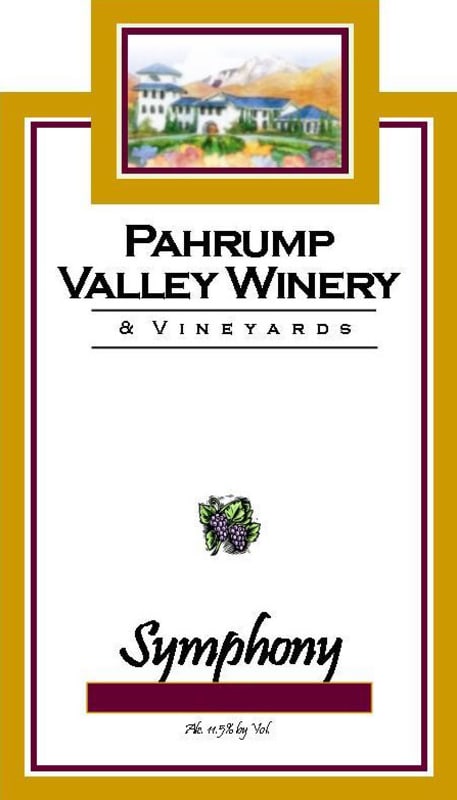 Pahrump Valley Winery Symphony 2012 Front Label