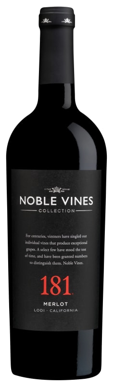 Noble Vines 181 Lodi Merlot 2016 Front Bottle Shot