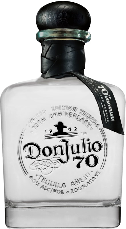 Don Julio 70th Anniversary Anejo Claro Tequila Front Bottle Shot