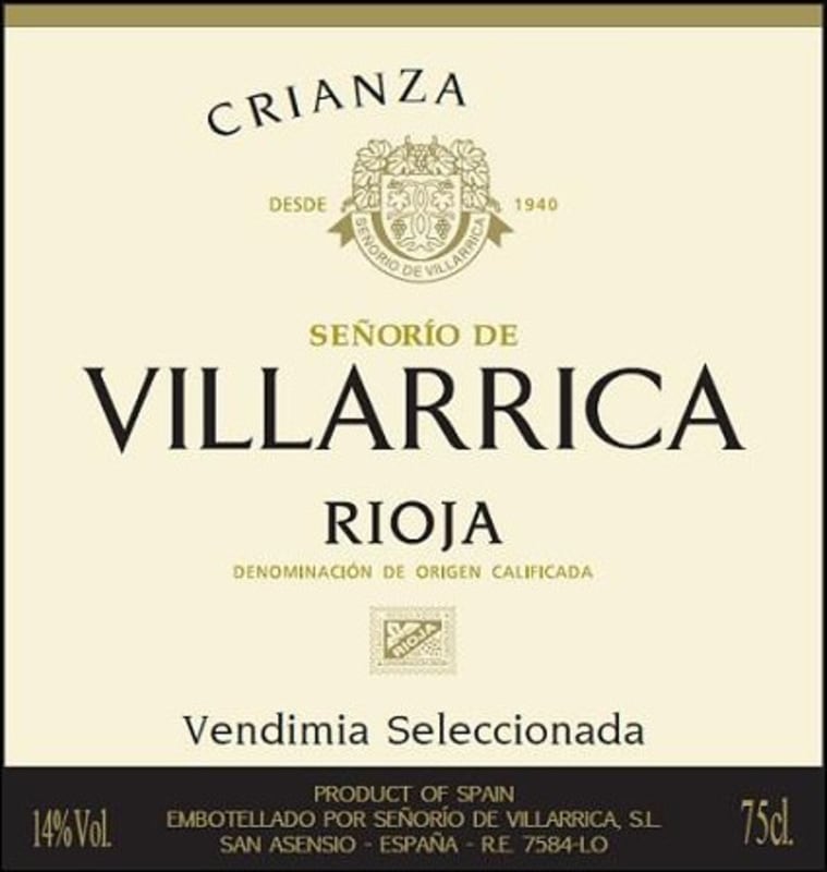 Senorio de Villarrica Rioja Vendimia Seleccionada Crianza 2013 Front Label