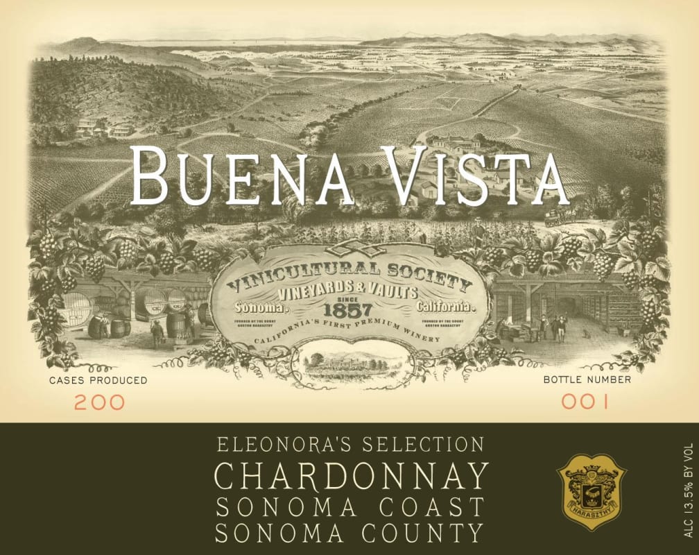 Buena Vista Vinicultural Society Eleonora's Selection Chardonnay 2012 Front Label