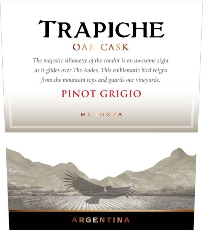 Trapiche Oak Cask Pinot Grigio 2012 Front Label