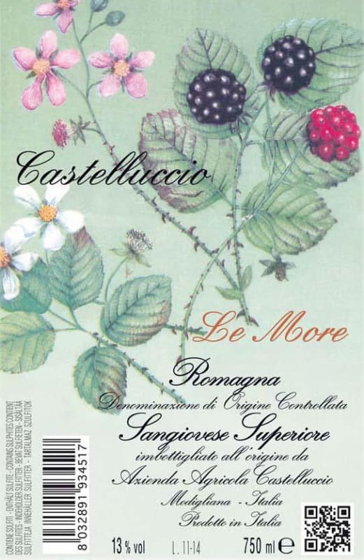 Azienda Agricola Castelluccio Romagna Le More Sangiovese 2016 Front Label
