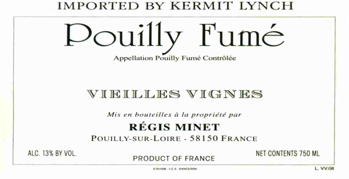 Regis Minet Pouilly-Fume Vieilles Vignes 2015 Front Label