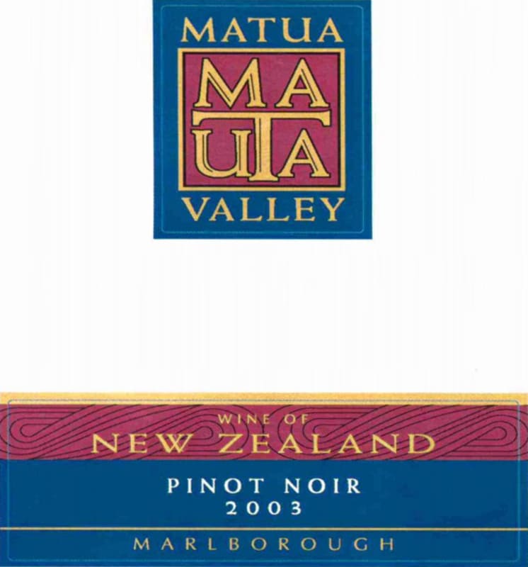 Matua Marlborough Pinot Noir 2003 Front Label