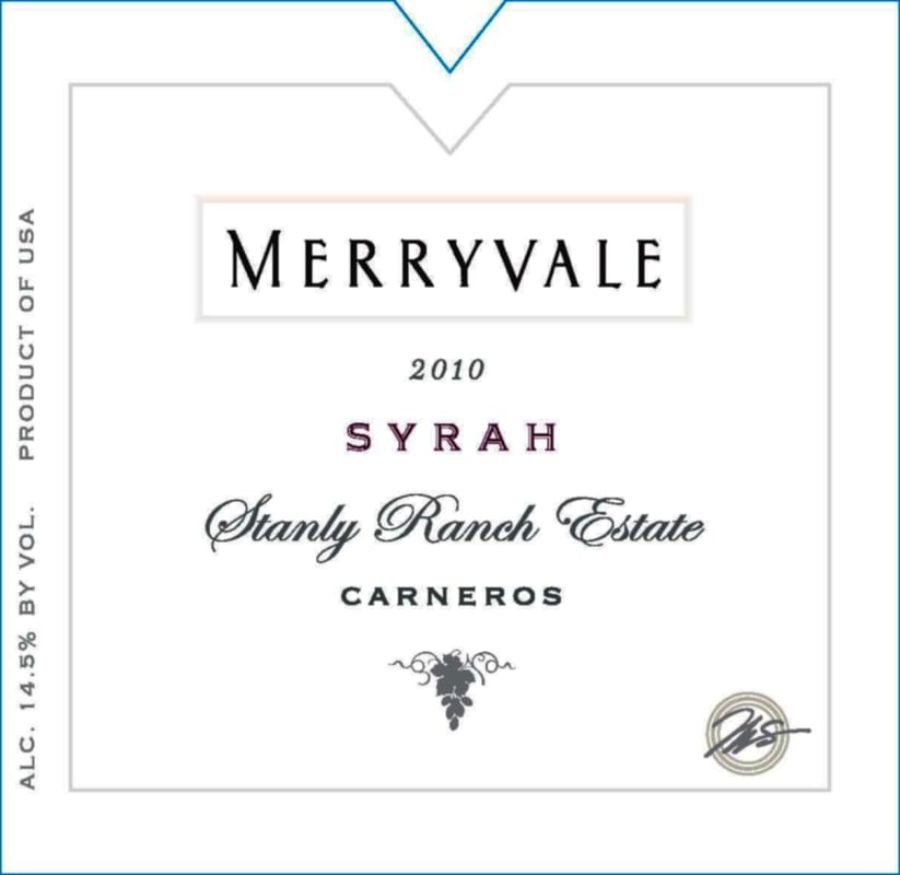 Merryvale Stanley Ranch Estate Syrah 2010 Front Label