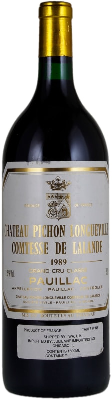 Chateau Pichon Longueville Comtesse de Lalande 1989 Front Bottle Shot