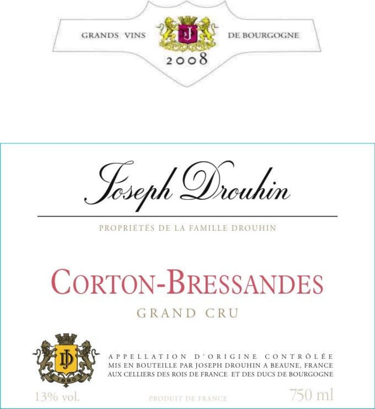 Joseph Drouhin Corton Bressandes Grand Cru 2008 Front Label
