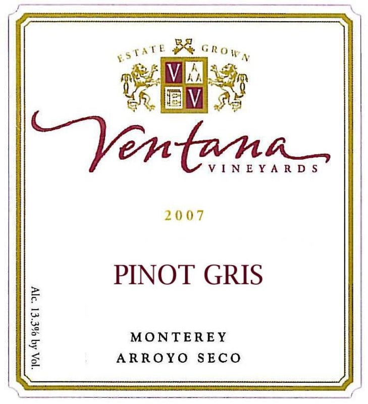 Ventana Estate Pinot Gris 2007 Front Label